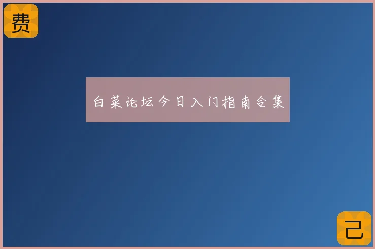 白菜论坛今日入门指南合集